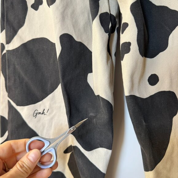 Lisa Says Gah Robyn Wide Leg Jeans Cow Print Black White 27 - Picture 5 of 14